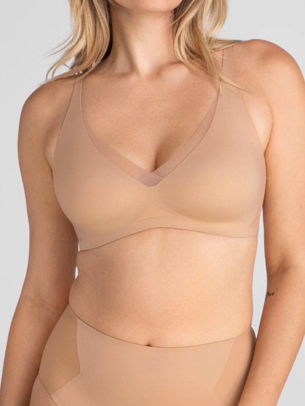 NWT Honeylove Crossover V-Neck Bra Sand Sz S